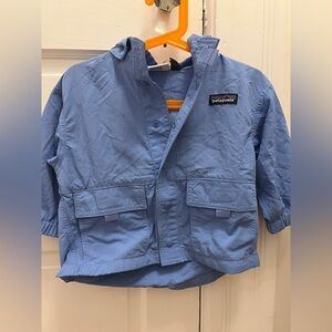 Patagonia Kids Light Blue Hooded Rain Jacket (12-18M)